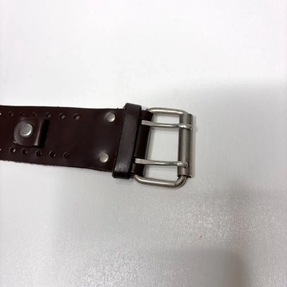 Biker Mens Brown Leather Watch Band Buckle